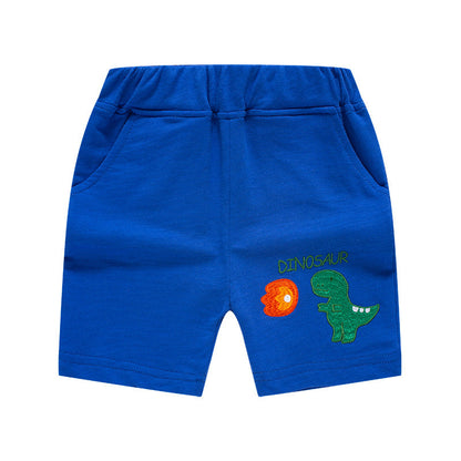 New Korean style summer children's shorts cartoon dinosaur embroidered pants boys' shorts one piece children's clothing wholesale