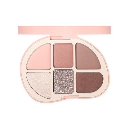 NOVO six-color eyeshadow palette for contouring + highlighting, daily eyeshadow that does not come off, waterproof, earth-colored, light makeup 