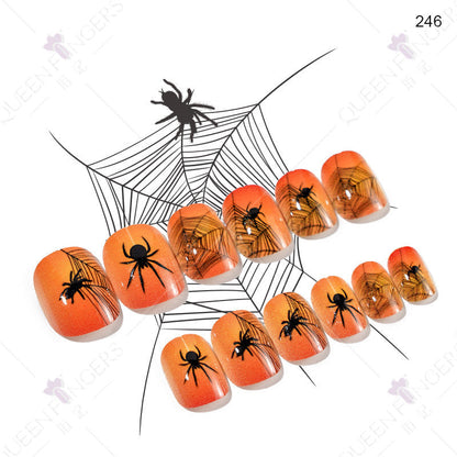 Children's wearable nail tips Halloween 24 pieces of wearable nail tips children's false nail patches manicure finished nail tips