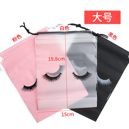 Wholesale grafting eyelash storage bag drawstring cosmetic packaging bag three colors large, medium and small drawstring bag