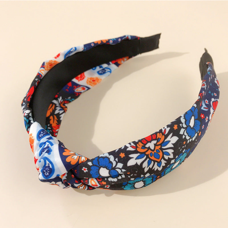 2021 AliExpress new style headband for women European and American ethnic style floral knotted head buckle wide-brimmed flower headband hair cave