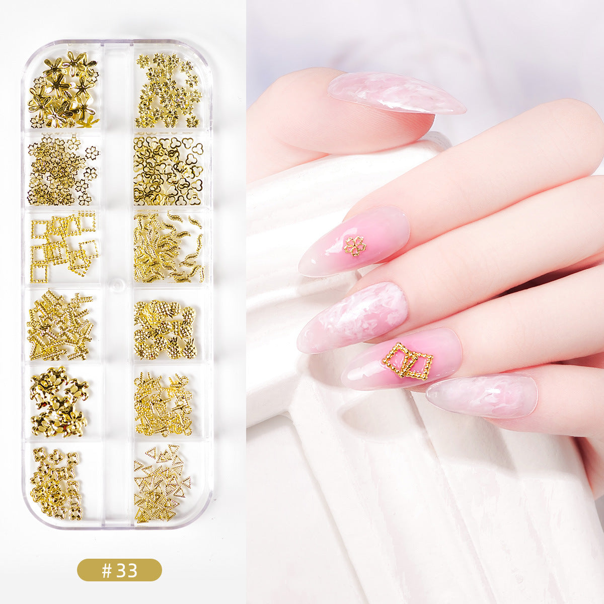 Nail accessories rhinestones flat bottom diamonds hollow rivet nail stickers diamond sequins colored diamonds flat bottom pearl shell pieces Japanese style