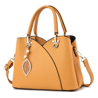 2024 new style ladies' bags, fashionable and versatile, trendy solid color stitching, soft leather handbag, messenger bag 