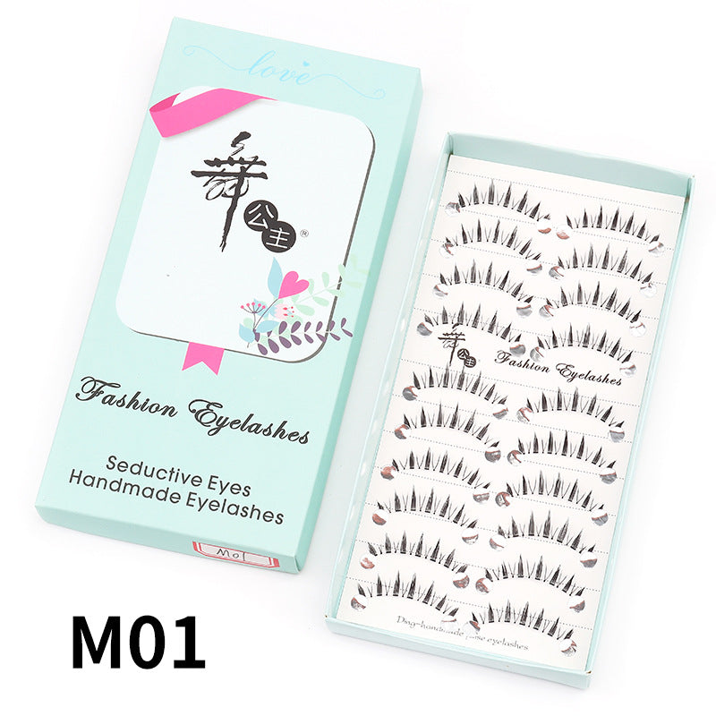 Dancing Princess False Eyelashes Factory Cross-border Supply Sharpened Eyelashes Women 10 Pairs Natural Style One-piece Eyelashes