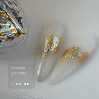 Nail Art Gold and Silver Foil Nail Decoration Colored Double-sided Gold Light Gold Champagne Retro Silver Foil Sticker