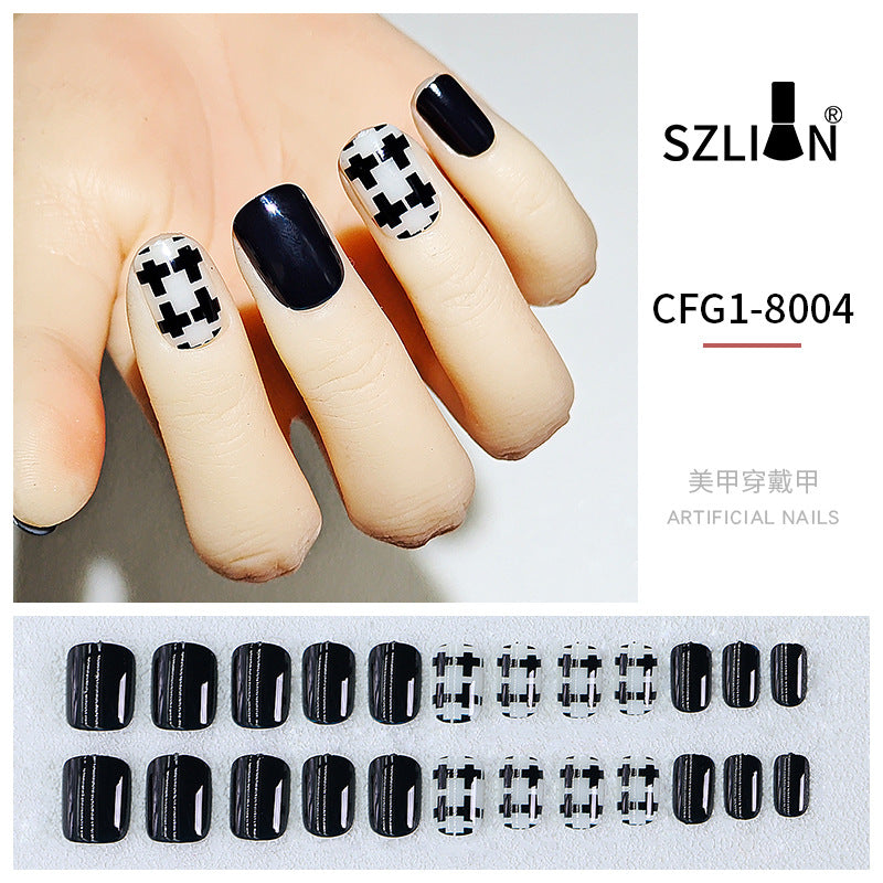 New hot sale wearable nail tips wholesale French simple ice transparent nail art finished product removable nail stickers thin