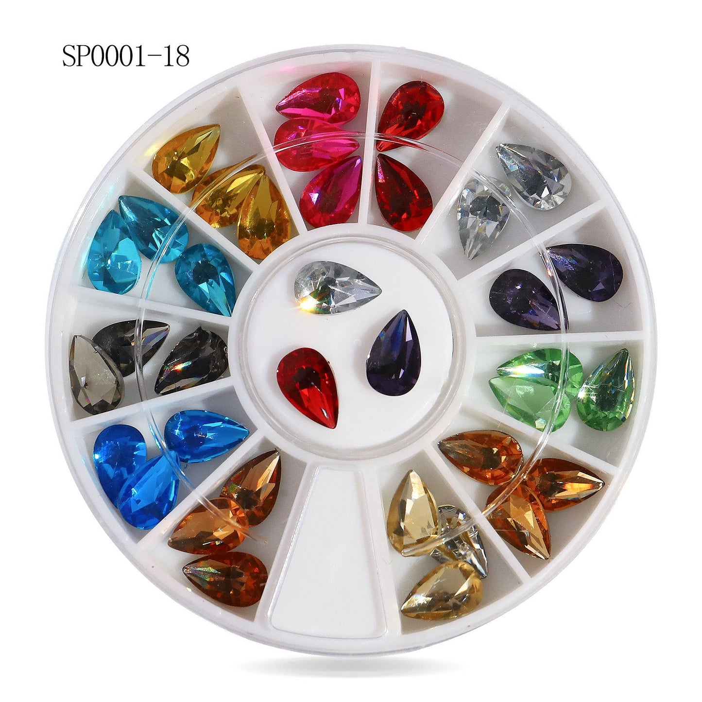 Cross-border nail art accessories nail flat bottom fantasy alloy diamond special-shaped white AB rhinestone accessories 12 grid turntable wholesale