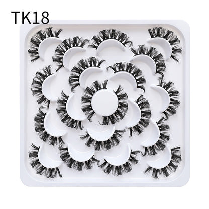 Dingsen false eyelashes factory stable supply 10 pairs of flower trays DD curling false eyelashes natural makeup daily makeup