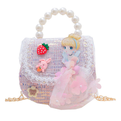 Fashion pearl handbag cute children's bag female trendy chain crossbody bag princess small fragrance style shoulder bag wholesale