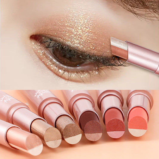 Cahill gradient two-color eyeshadow pen pearlescent glitter earth color not easy to smudge makeup lazy eyeshadow stick