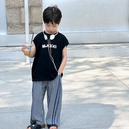 Children's pants boys ice silk jeans summer thin breathable baby anti-mosquito pants new style little boy casual pants