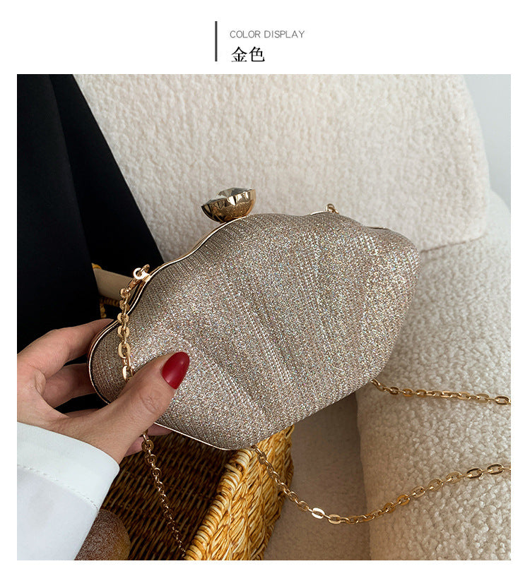 Cross-border new shell evening bag European and American ladies' crossbody bag diamond banquet fashion clutch bag dress evening bag 