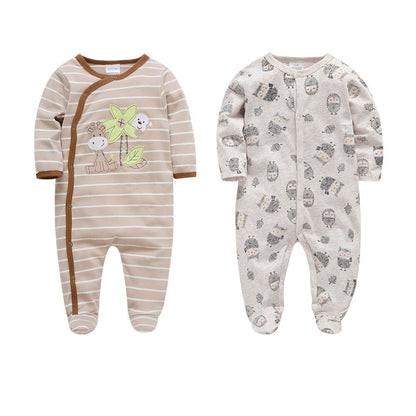 Amazon cotton 2-piece jumpsuit baby jumpsuit ដៃវែង គ្របជើងទារក និងកុមារតូច ឈុត jumpsuit ឆ្លងព្រំដែន