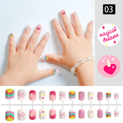 Nail art children's nails cute wearable nails nails children's false nails strip nails finished nails