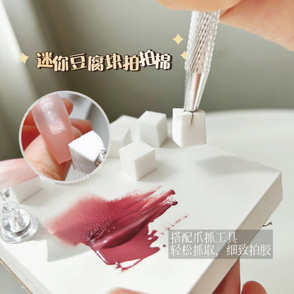 Manicure 1cm mini tofu block pat glue sponge gradient smudge blush small square scratch pen tool set 