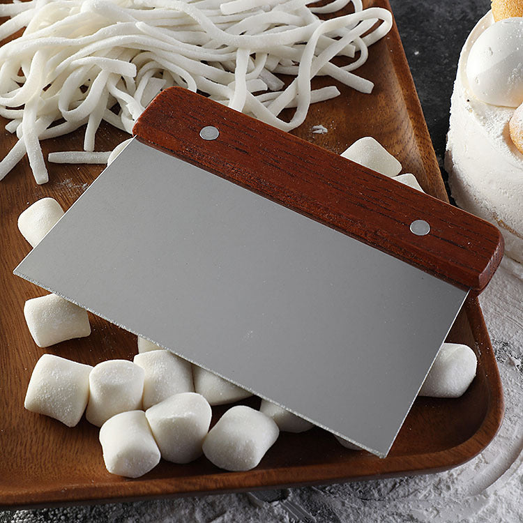 Stainless steel wooden handle cutting knife flour scraper food scraper flour scraper baking tool rice noodle cutting board dough cutter