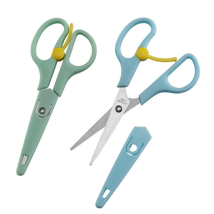 Two-yuan store department store stainless steel scissors children's scissors with sleeve student scissors baby food stationery small scissors