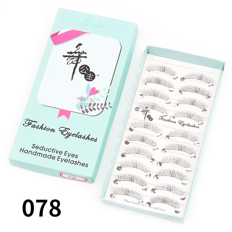 Dancing Princess False Eyelashes Factory Cross-border Supply Sharpened Eyelashes Women 10 Pairs Natural Style One-piece Eyelashes