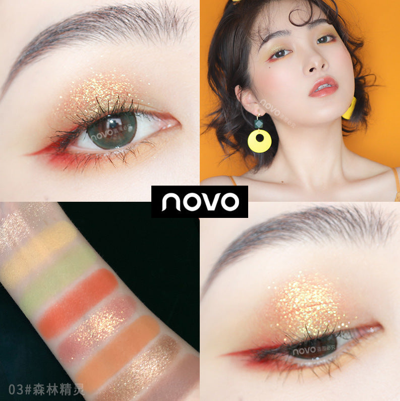 Makeup Novo5290 Fantasy Elf Eight-color Eyeshadow Palette Earth Color Nude Makeup Pearlescent New Glitter Aili Manufacturer