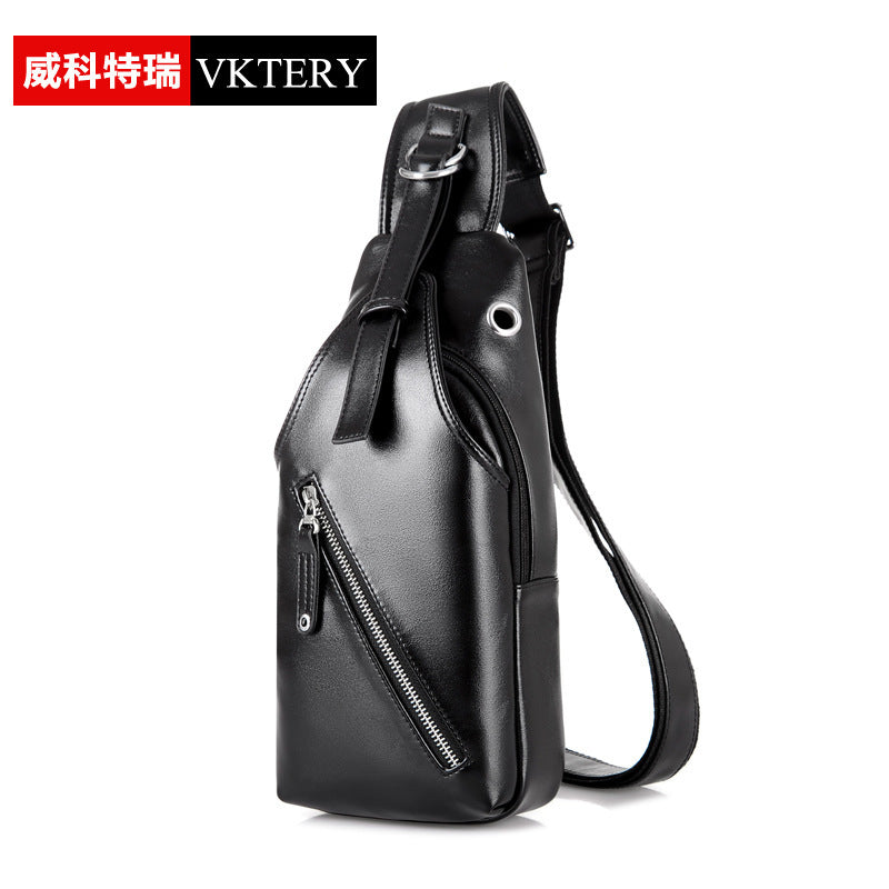 Vicoteri PU leather men's chest bag fashion Korean version multifunctional men's chest bag business retro men's chest bag 