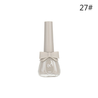 BK new bow seven-day water-based nail polish pure color free baking summer net red white macaron 13ml 