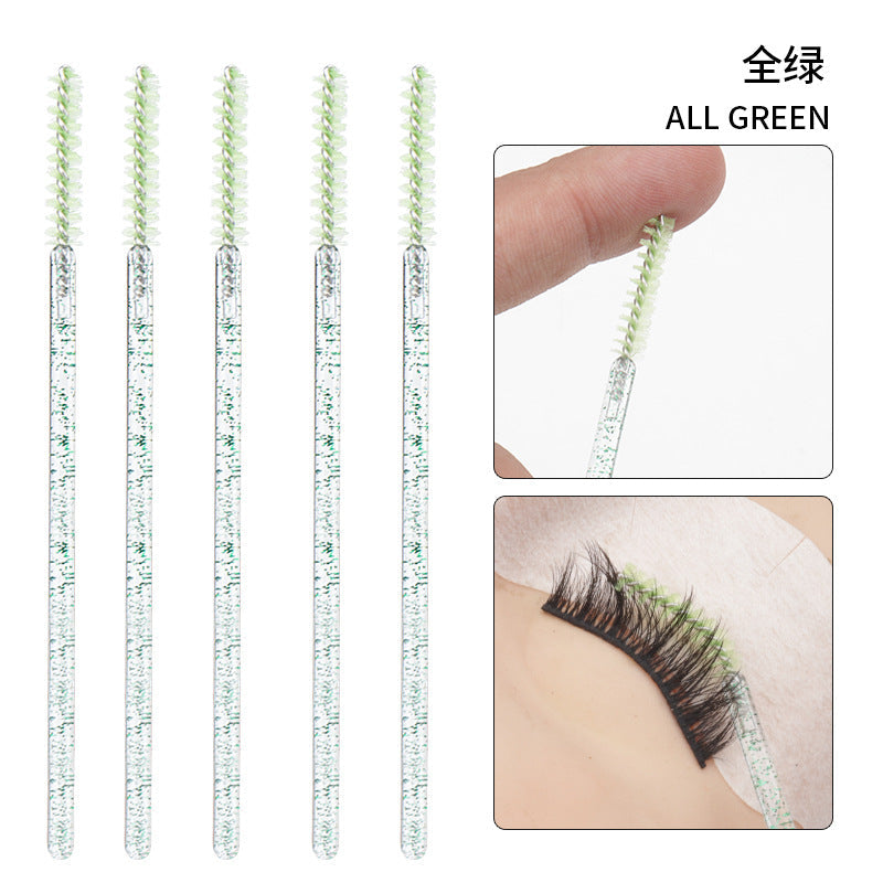 Wholesale disposable grafting eyelash brush crystal glitter rod eyebrow brush straight bright rod eyelash comb 50/pack opp bag