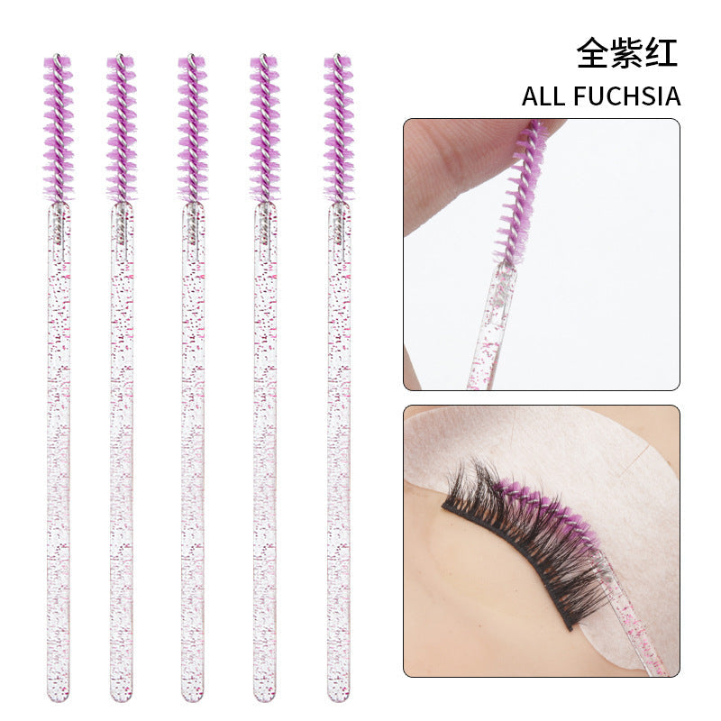 Wholesale disposable grafting eyelash brush crystal glitter rod eyebrow brush straight bright rod eyelash comb 50/pack opp bag