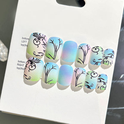 Wearable nail art finished nail pieces adult short bridal style embossed nude 2023 new nail stickers