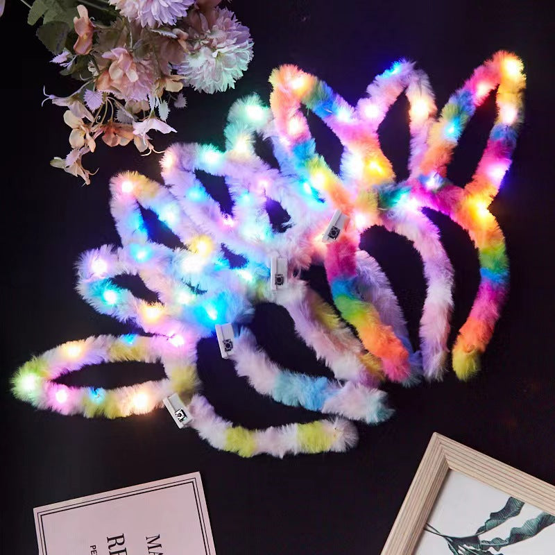 14-light luminous gold wire rabbit ears headband flashing extended headband festival activities stall children's luminous toys ¾ß