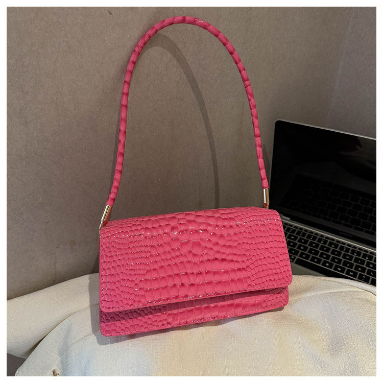 Wholesale underarm bags for women 2024 new fashion simple crocodile pattern shoulder bag solid color trendy versatile shoulder bag 