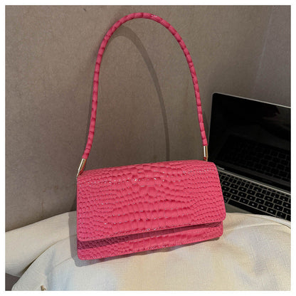 Wholesale underarm bags for women 2024 new fashion simple crocodile pattern shoulder bag solid color trendy versatile shoulder bag 