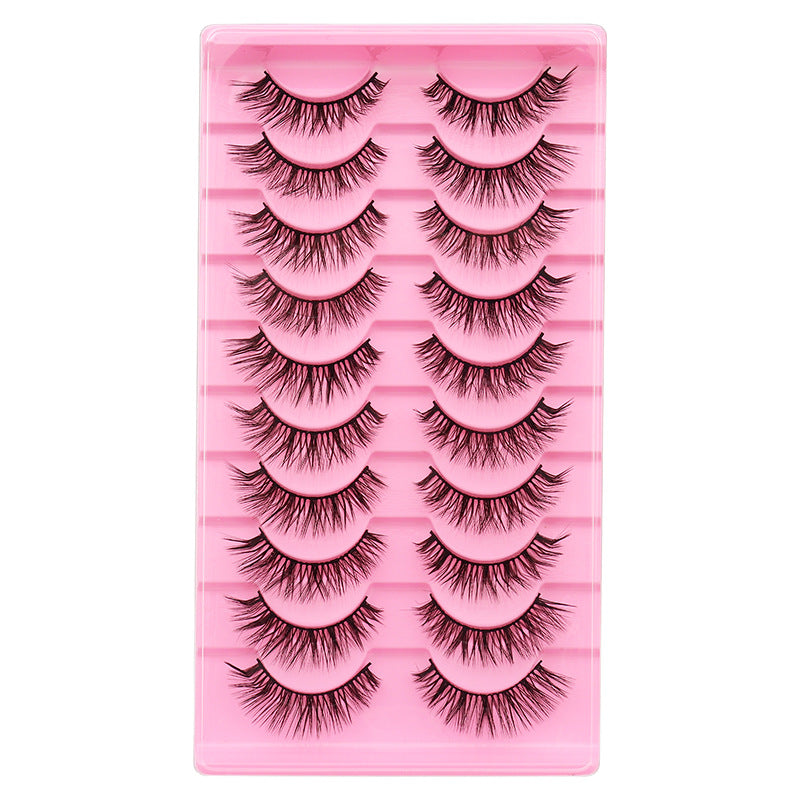 Dingsen cross-border false eyelashes factory 10 pairs of false eyelashes L natural thick curl