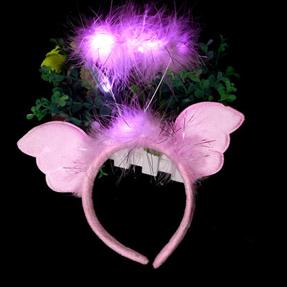 New luminous angel goose feather wreath feather flash headdress net celebrity night market push scan code small gifts wholesale