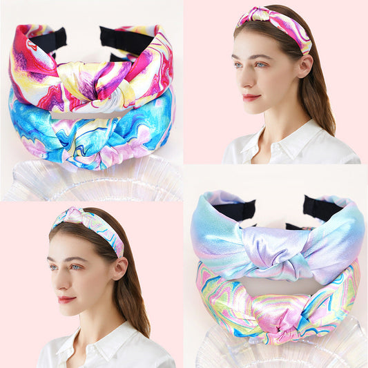 Amazon's hot-selling headband for women, European and American tie-dye knotted head buckle, fabric hairpin, versatile temperament headband, hair cave