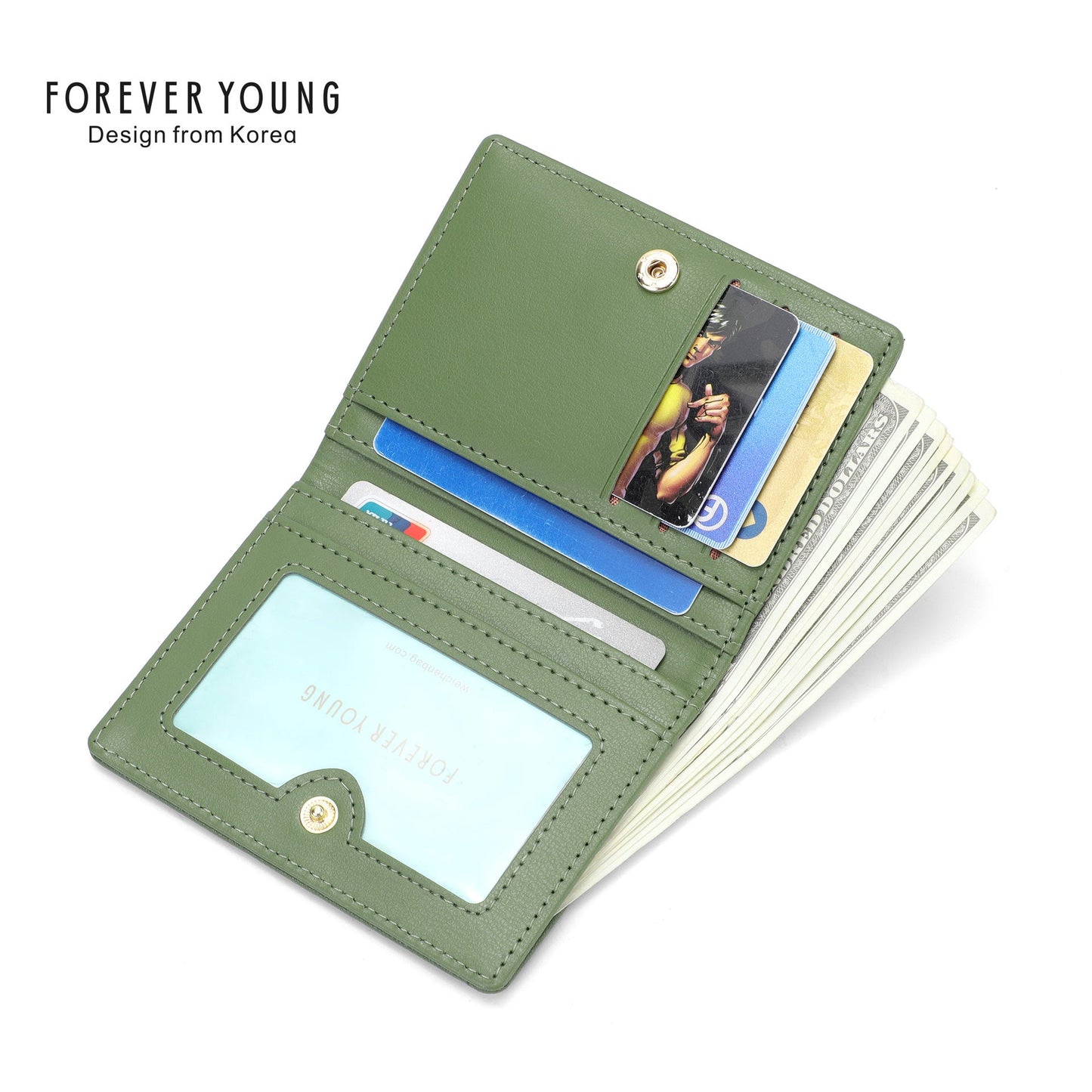 forever young short wallet women's multi-card slot coin purse ultra-thin simple ladies wallet solid color wallet 