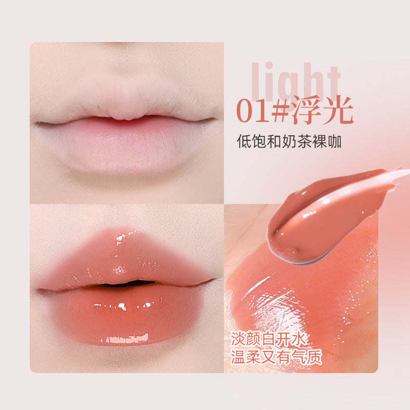 NOVO Water Glossy Ribbon Lip Glaze Glass Lip Dudu Mirror មិនស្អិតសិស្ស ម៉ូដក្តៅៗ គ្មាន Makeup Whitening តម្លៃសមរម្យ មានលក់ដុំ 