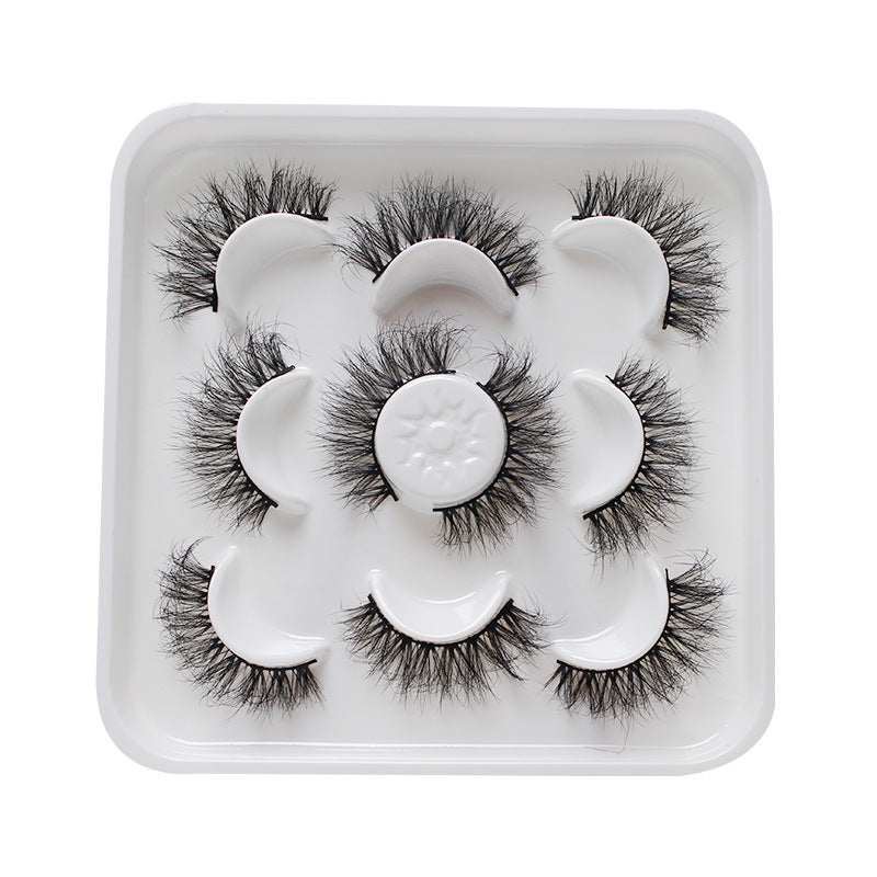 Dingsen false eyelashes factory cross-border stable supply fried hair a total of 5 pairs of messy thick eyelashes