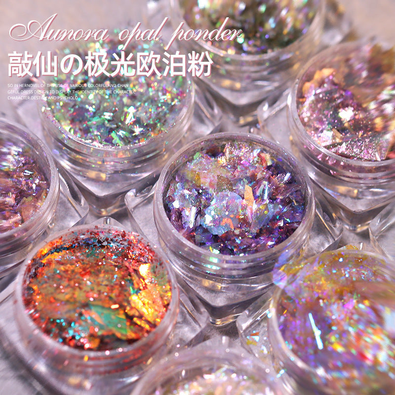 Opal powder aurora glitter nail art fantasy ultra-thin polarized dreamy brocade powder magic mirror powder nail art accessories