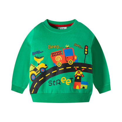 be top children's clothing 2024 new autumn children's cartoon sweatshirt boy round neck casual sweater one piece delivery