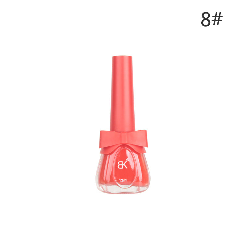 BK new bow seven-day water-based nail polish pure color free baking summer net red white macaron 13ml 