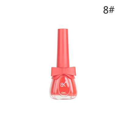 BK new bow seven-day water-based nail polish pure color free baking summer net red white macaron 13ml 