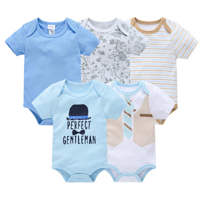 Spot wholesale cross-border baby jumpsuit 5-piece set short-sleeved hip-wrapped romper summer new ins girl clothes