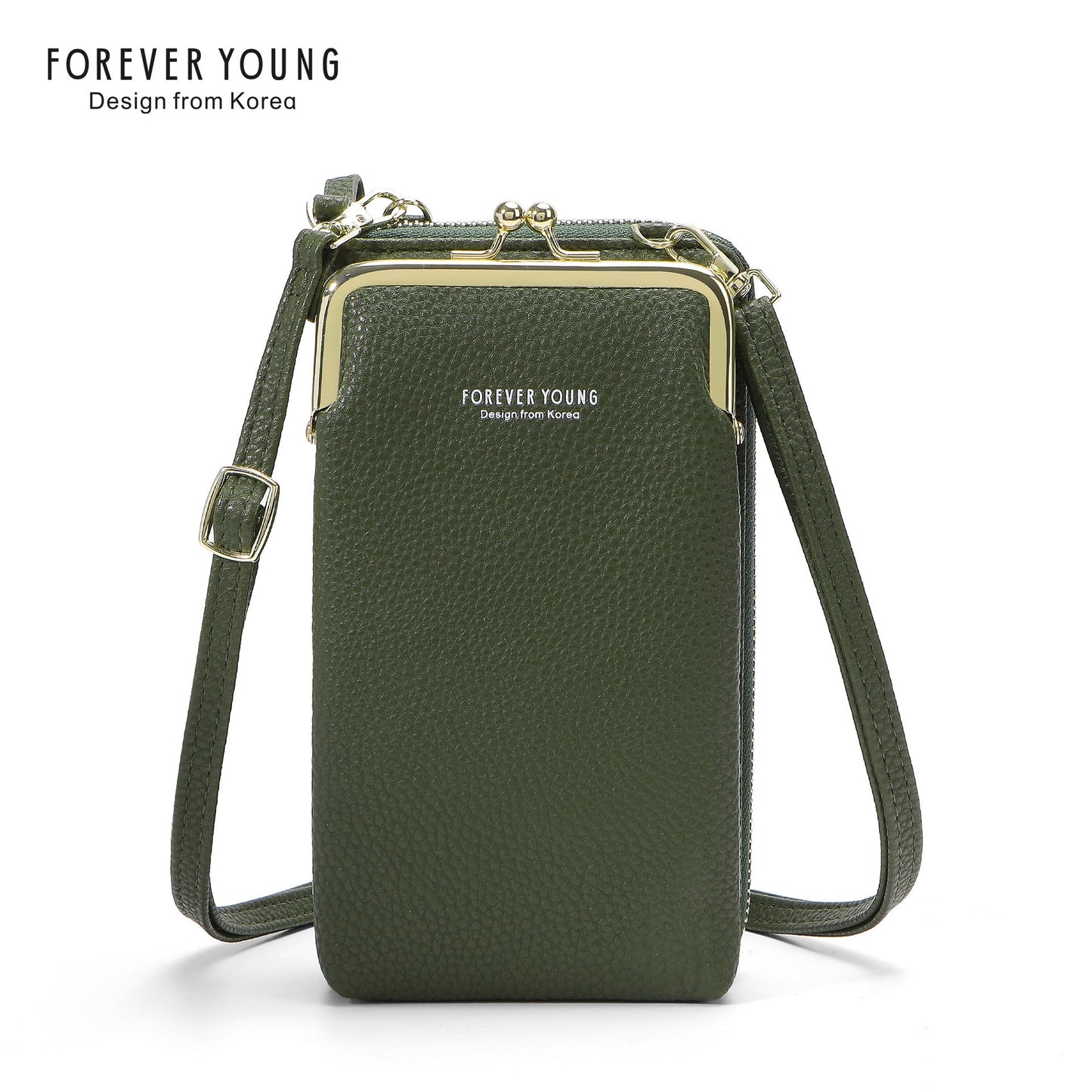 foreveryoung mobile phone bag messenger bag for women simple and fashionable litchi pattern large capacity coin purse foreign trade 