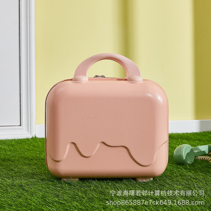 Ice cream bubble suitcase for women 14 inches small fresh and light mini souvenir student suitcase storage makeup box 