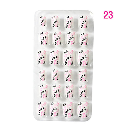 Zhifei manicure 24 ដុំក្នុងបន្ទះ បំណះក្រចកដែលអាចពាក់បាន ក្រចកសិប្បនិម្មិត បំណះកុមារ សិល្បៈក្រចក 