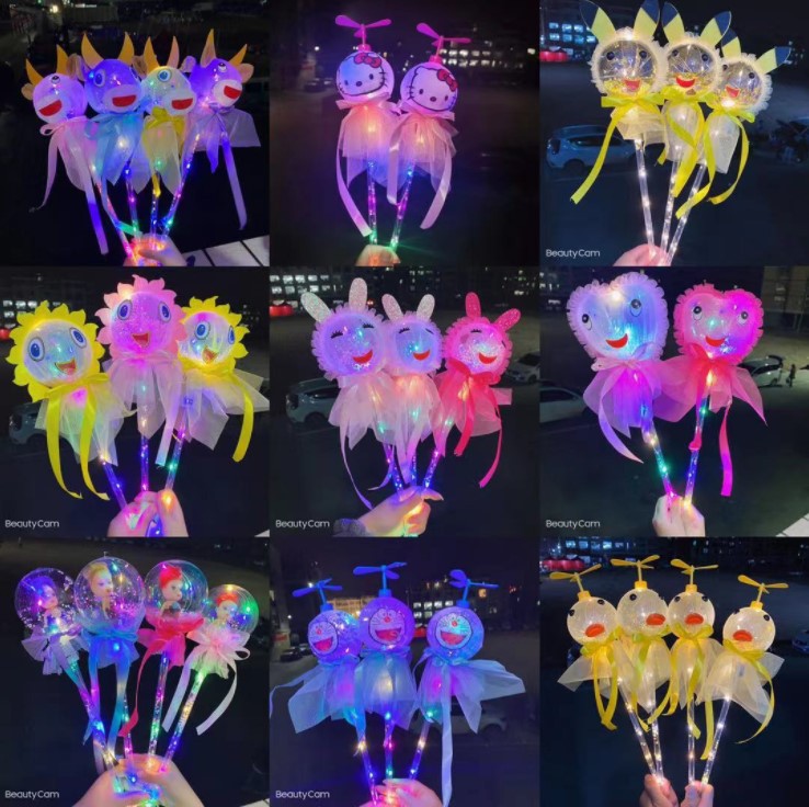 Manufacturers direct sales flash glow stick star ball children's glow toy stall supply fairy stick ground push products