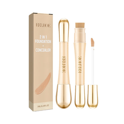 EELHOE double-headed concealer lasts for a long time, moisturizing, naturally brightening, concealing spots, acne marks, moisturizing double-headed concealer 