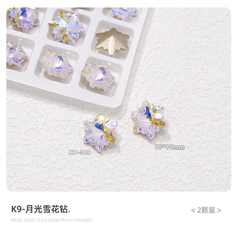 Nail art diamond jewelry wholesale K9 white moonlight blue high quality shiny multi-faceted pointed bottom love fat square axe diamond