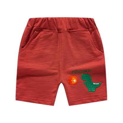 New Korean style summer children's shorts cartoon dinosaur embroidered pants boys' shorts one piece children's clothing wholesale