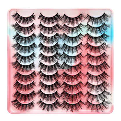 Dingsen false eyelashes factory cross-border stable supply 20 pairs of eyelashes set natural thick one-piece eyelashes